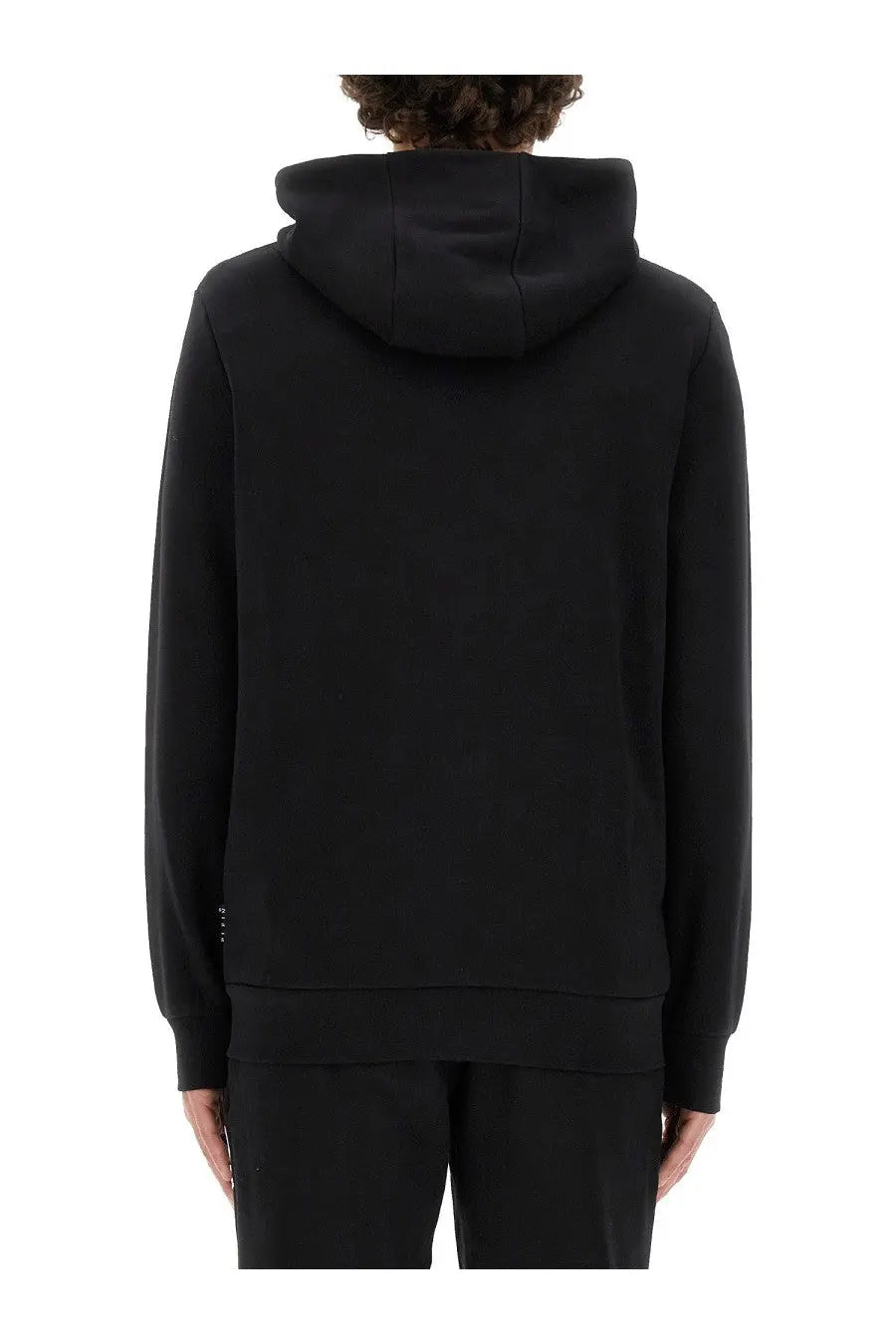 Philipp plein men’s black hooded sweatshirt with minimalist design and ribbed cuffs made from soft fabric