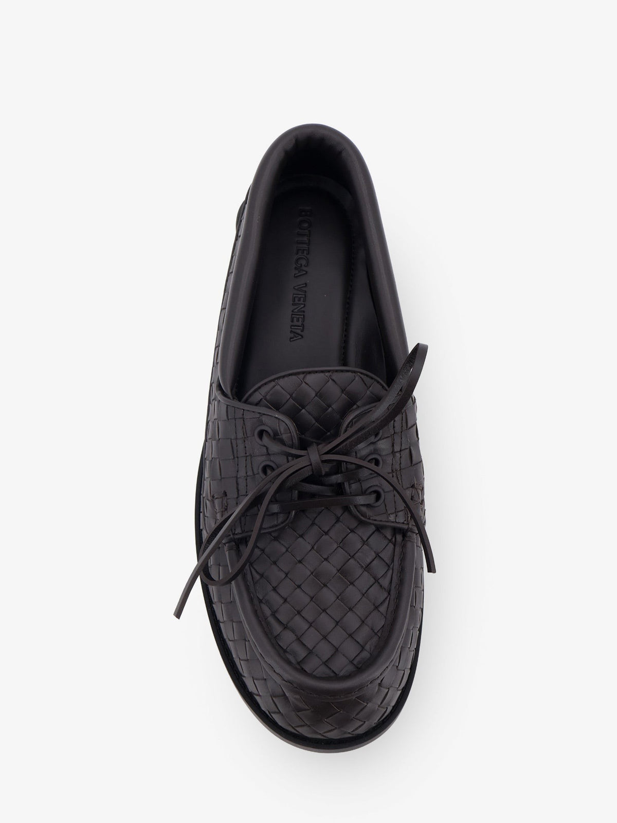 Bottega Veneta Men's Pier Intrecciato Leather Boat Shoes Brown