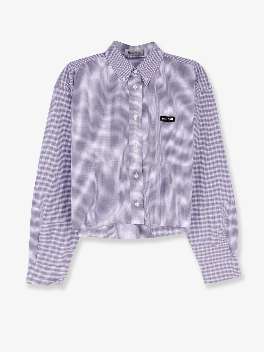 Miu Miu Women's Pin Check Cotton Shirt Blue