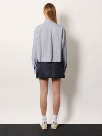 Miu Miu Women's Pin Check Cotton Shirt Blue
