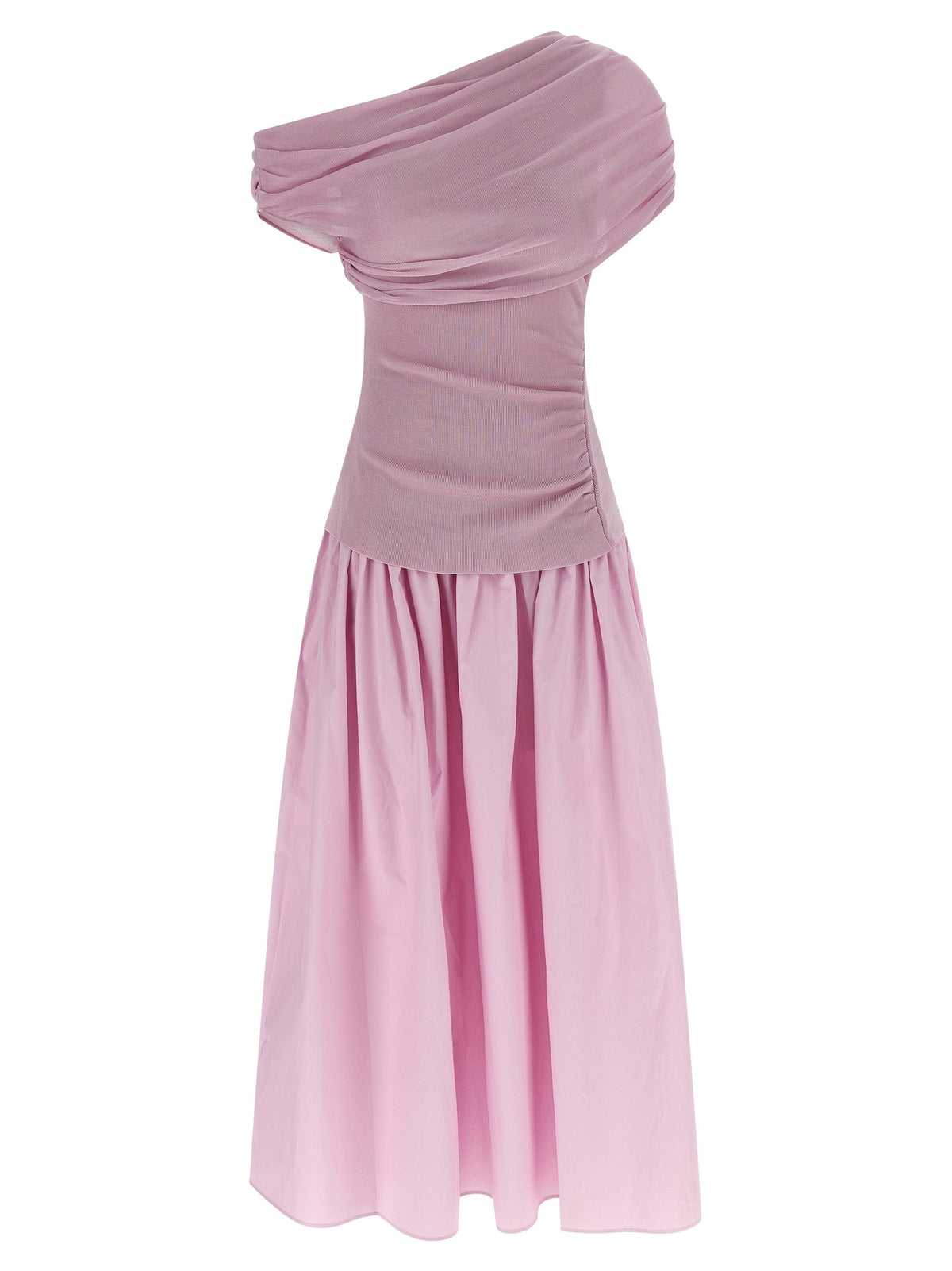 self-portrait Pink Cotton Draped Knit Midi Dress Blue