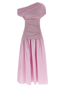 self-portrait Pink Cotton Draped Knit Midi Dress Blue