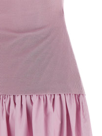 self-portrait Pink Cotton Draped Knit Midi Dress Blue
