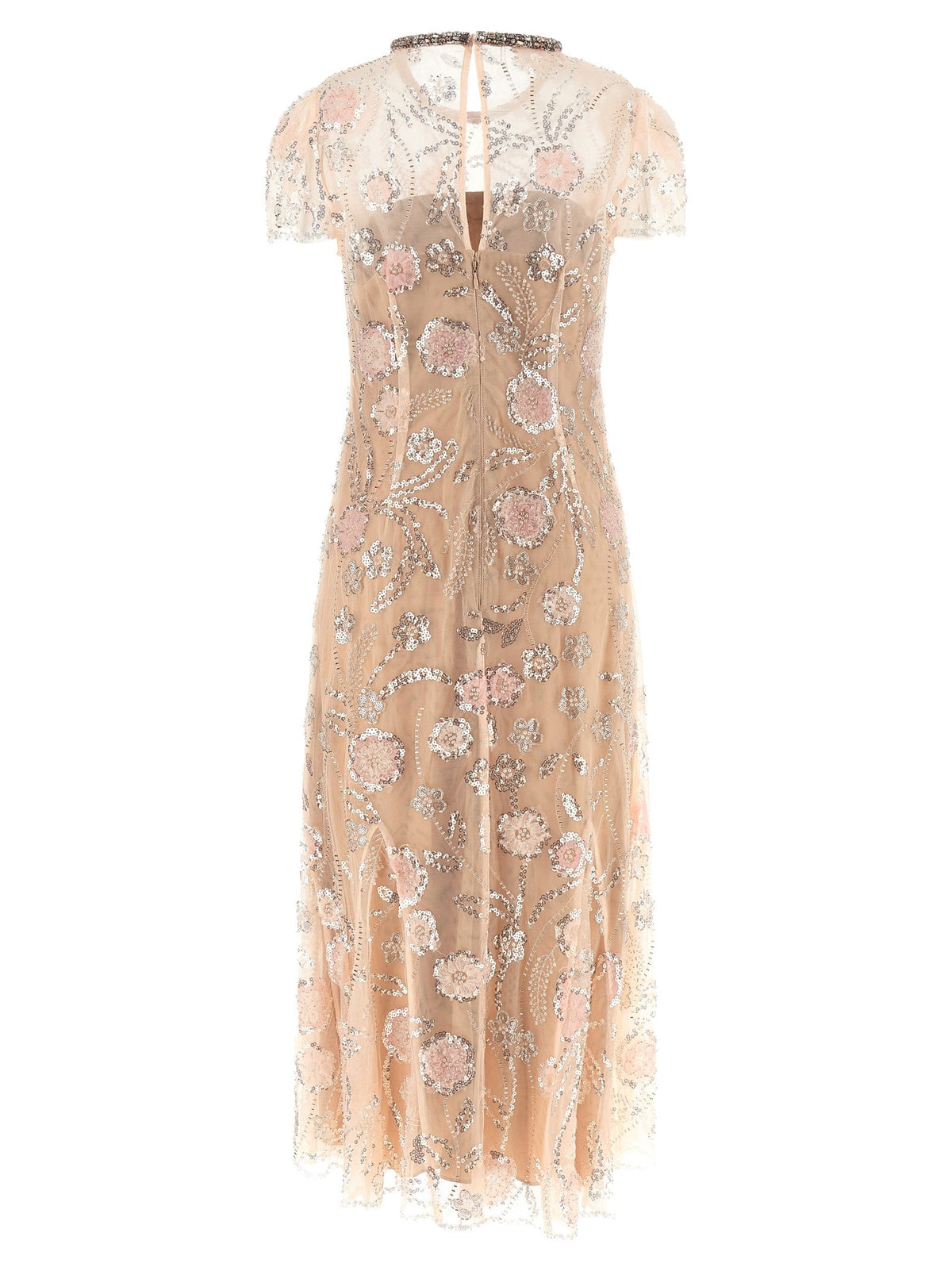 self-portrait Pink Flower Sequin Embellished Midi Dress Blue