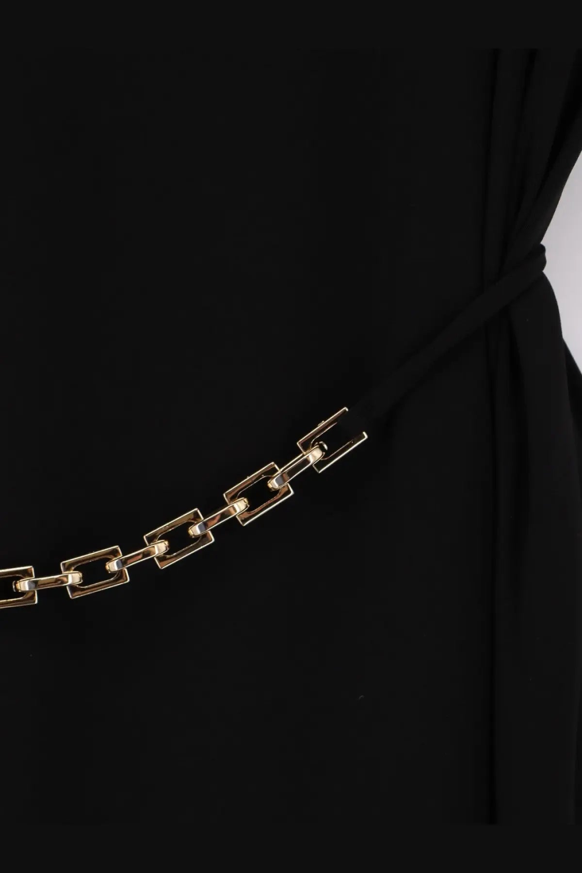 Pinko women’s Alexiana jersey dress black with gold-toned rectangular chain belt and sleek modern design