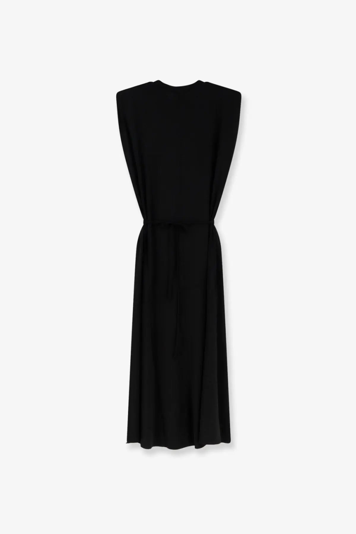 Pinko women’s Alexiana black jersey sleeveless dress with fitted waist and flowing skirt for elegant occasions