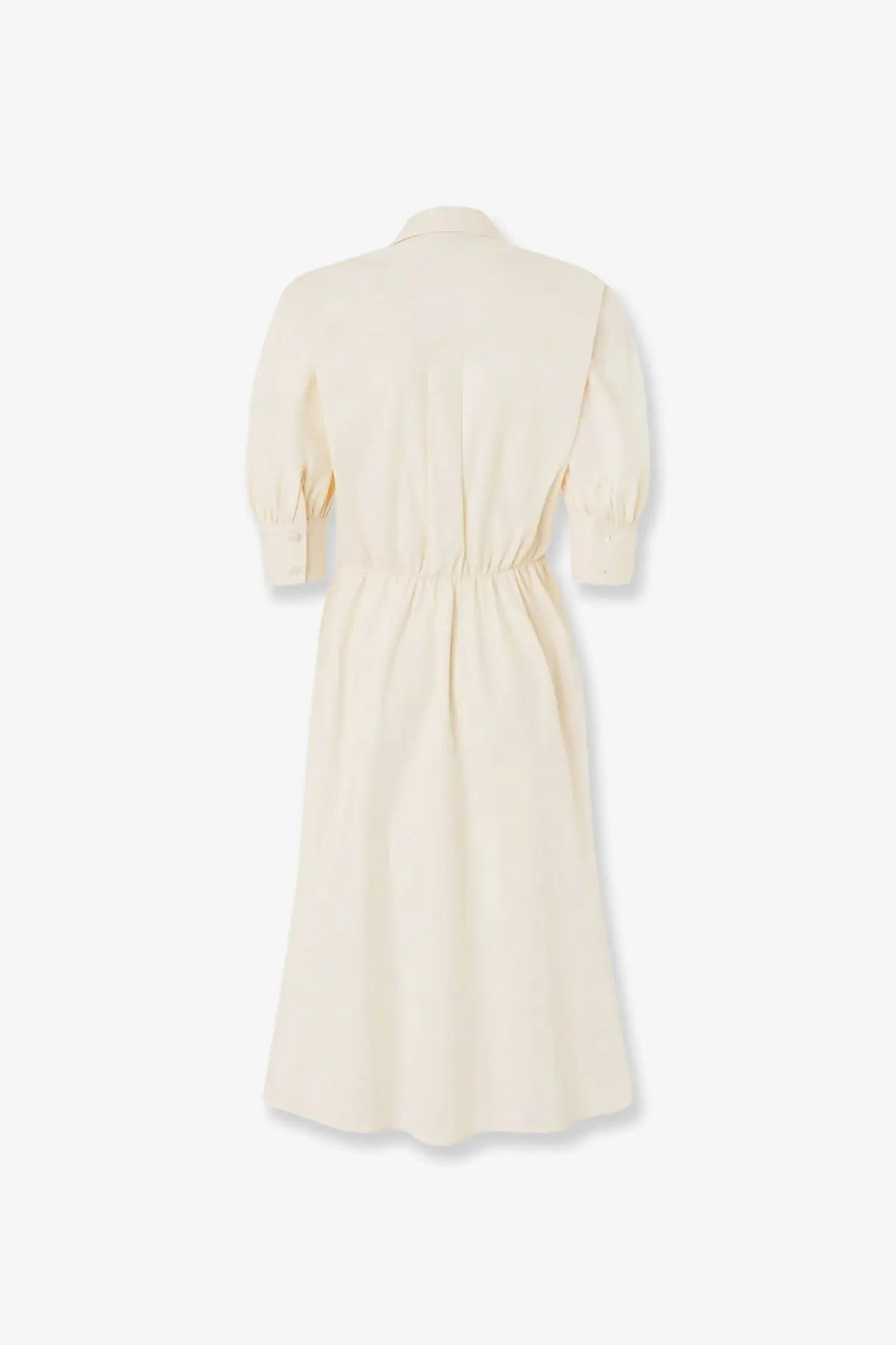 Pinko women’s aline stretch cotton dress beige cream linen shirt dress with puffed sleeves and cinched waist