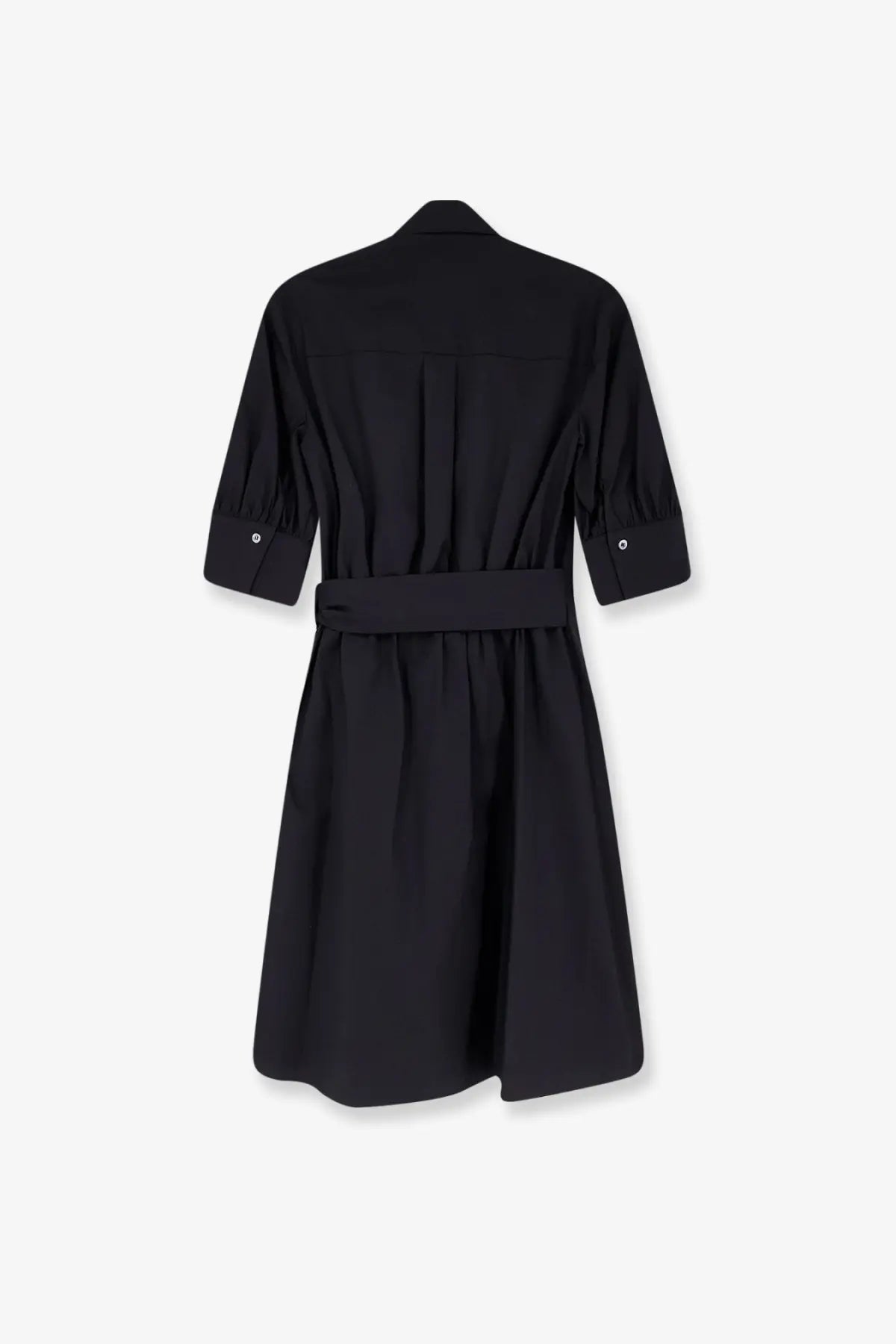 Black cotton shirt dress with three quarter sleeves and matching belt by pinko women’s aline stretch cotton dress black