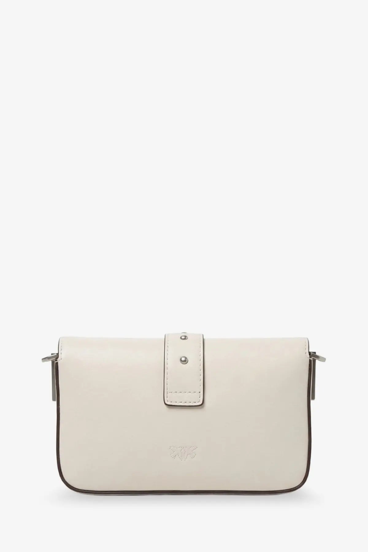 Pinko women’s baby love bag one slouchy cream leather crossbody bag with minimalist flap closure and stitching details