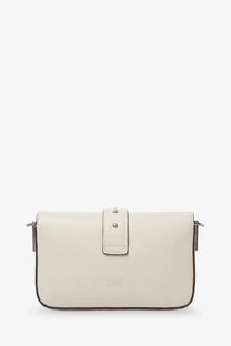 Pinko women’s baby love bag one slouchy cream leather crossbody bag with minimalist flap closure and stitching details