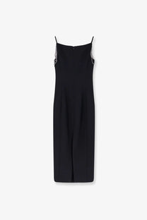Pinko women’s bergamotto black sleeveless dress with delicate silver chain detailing on thin straps