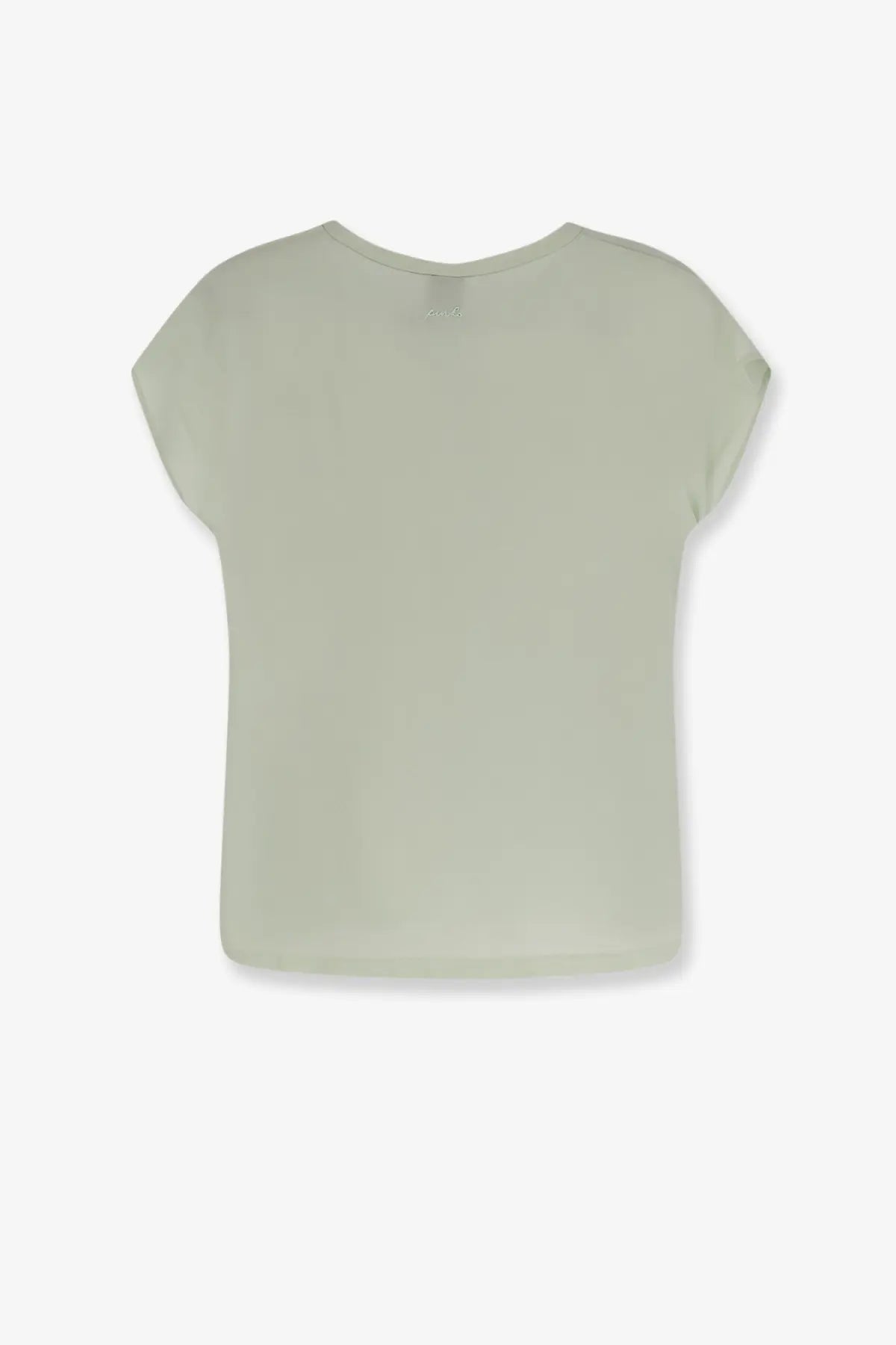 Pinko women’s blossom silk shirt green with soft sage green color short sleeves relaxed fit and rounded neckline