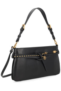 Pinko women’s borsa belt medium black leather handbag with gold-tone hardware and studded strap detail