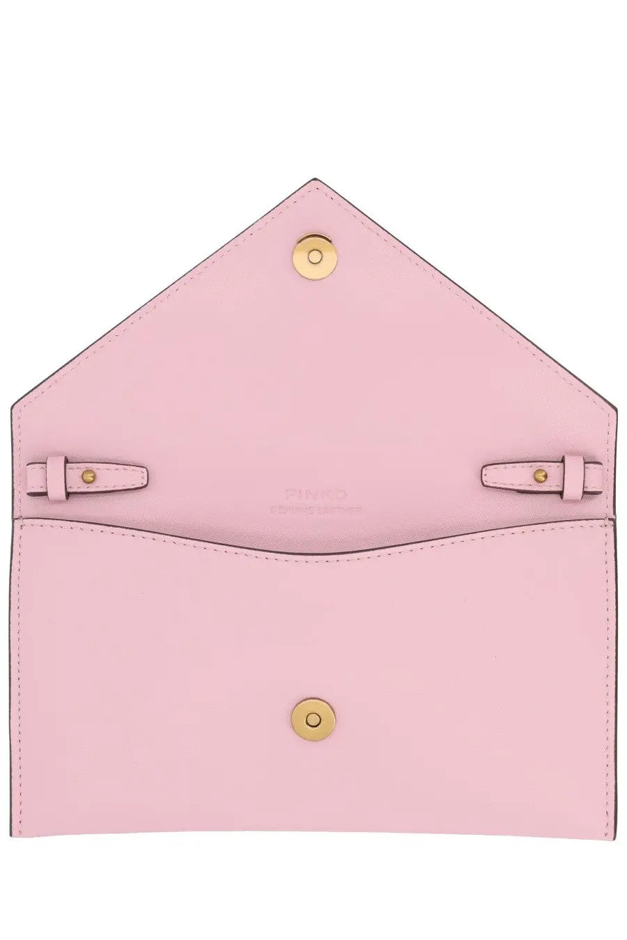 Pinko women’s borsa con small blue soft pink leather envelope clutch with gold-tone hardware and minimalist design