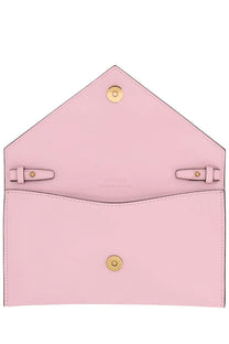 Pinko women’s borsa con small blue soft pink leather envelope clutch with gold-tone hardware and minimalist design
