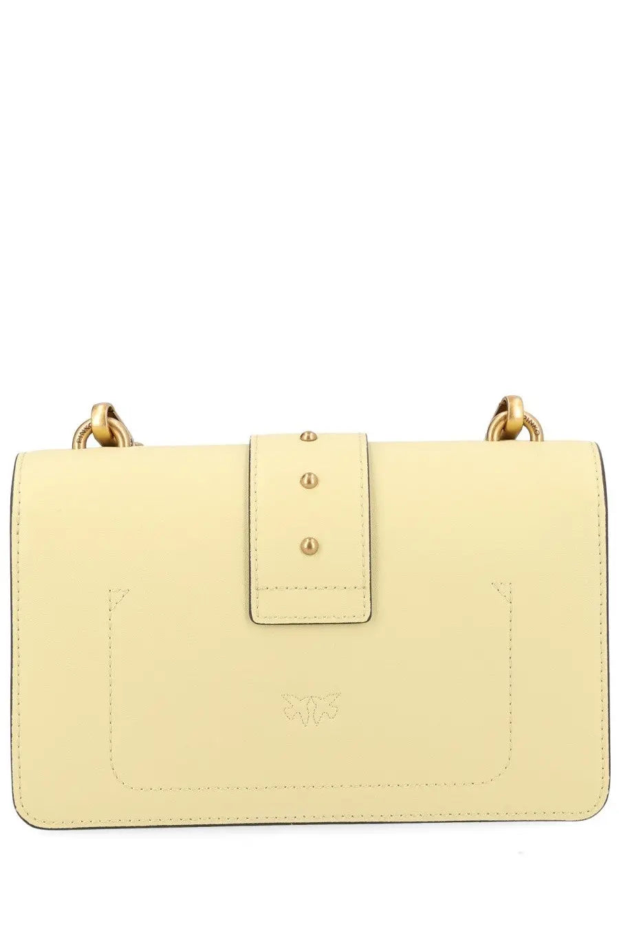 Pinko women’s borsa love bag one small yellow pale yellow leather crossbody bag with gold-tone hardware and minimalist flap closure