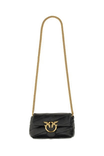 Pinko women’s borsa love puff baby black quilted leather crossbody bag with gold chain strap and bird clasp