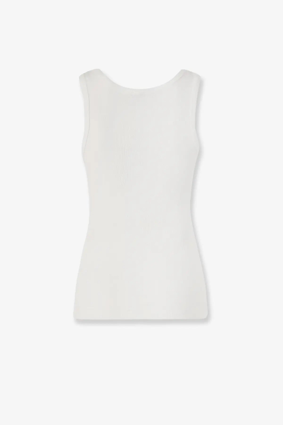 Pinko womens calcolatore cotton tank top white off-white ribbed knit sleeveless top with rounded neckline