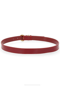 Pinko women’s cintura con red sleek crimson leather belt with minimalist gold-toned buckle and precise stitching