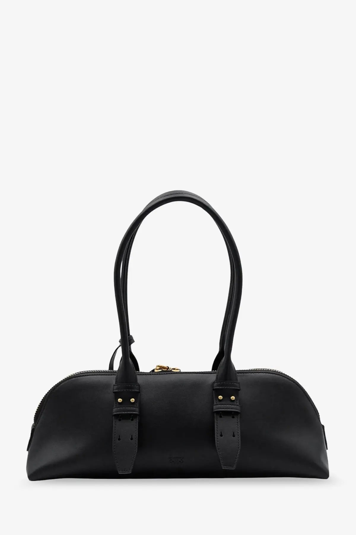 Pinko women’s escape bag black leather handbag with curved top handles and gold tone hardware shoulder bag