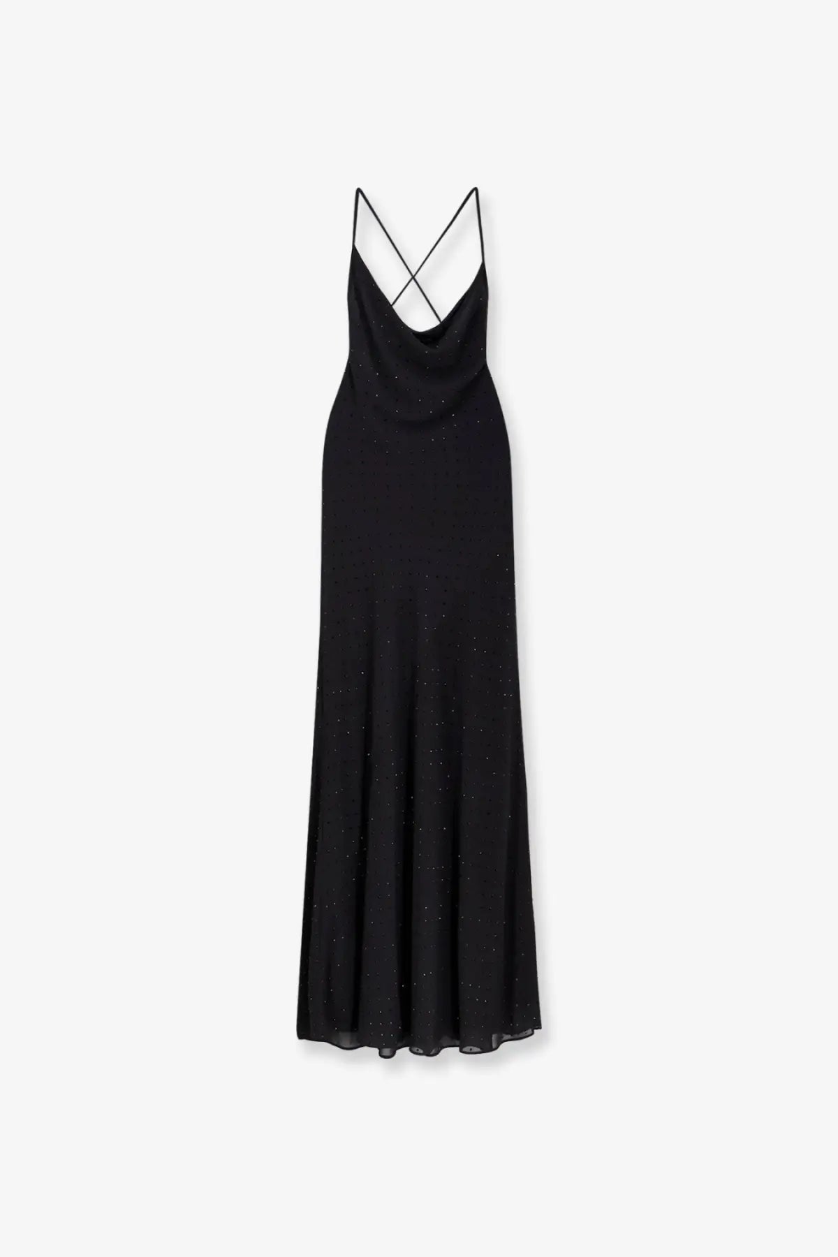 Pinko women’s farro long dress black satin maxi with delicate crisscross straps and subtle glittering embellishments