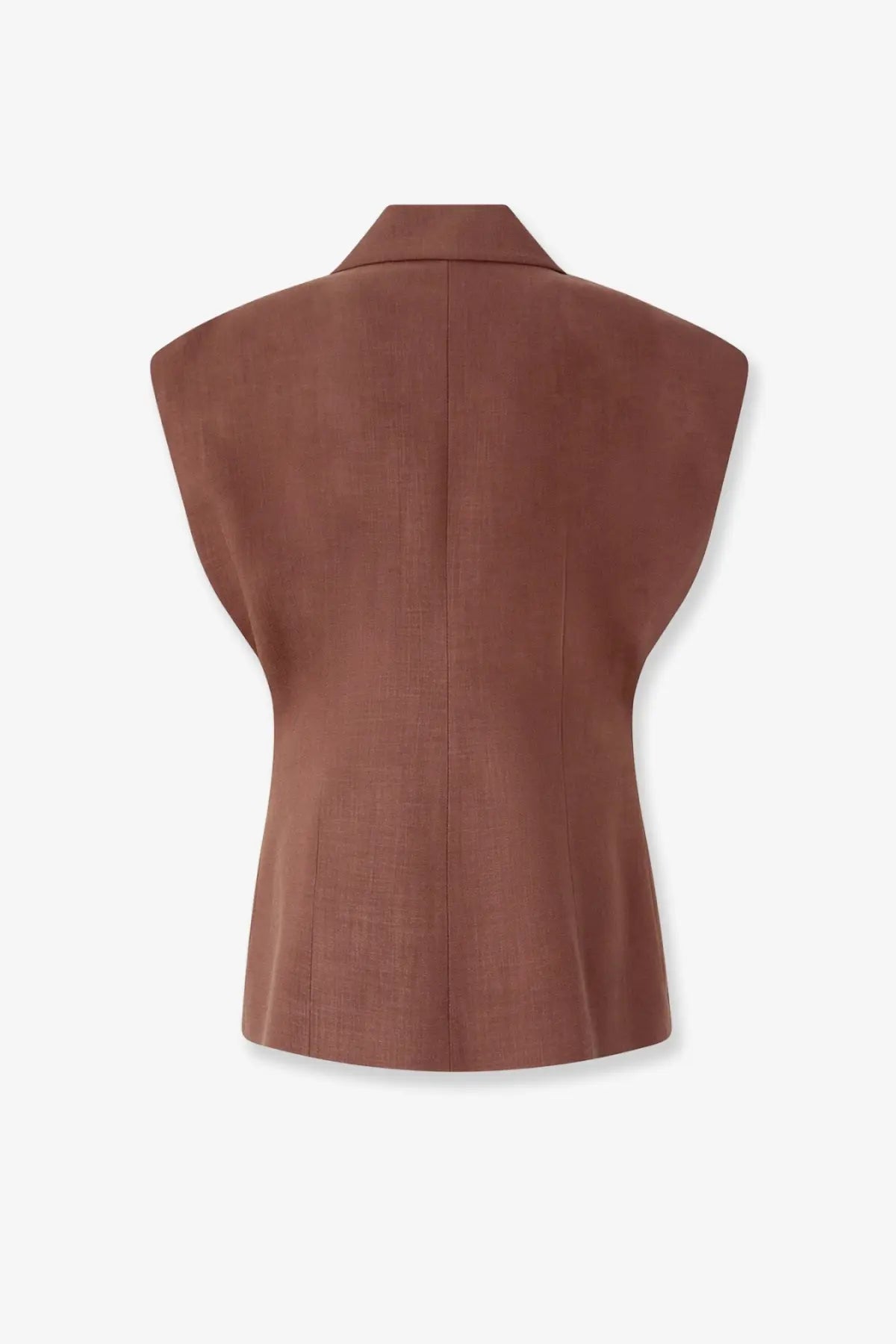 Pinko women’s floella sleeveless blazer brown structured with notched collar and subtle vertical seam detailing