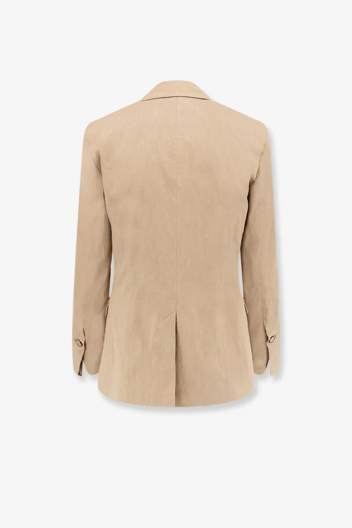 Beige linen blazer with classic tailored fit and subtle texture from pinko womens freda linen and viscose collection