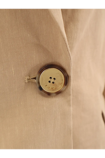 A pinko women’s freda linen and viscose beige blazer with a gold-toned button and tortoiseshell rim sewn on the fabric