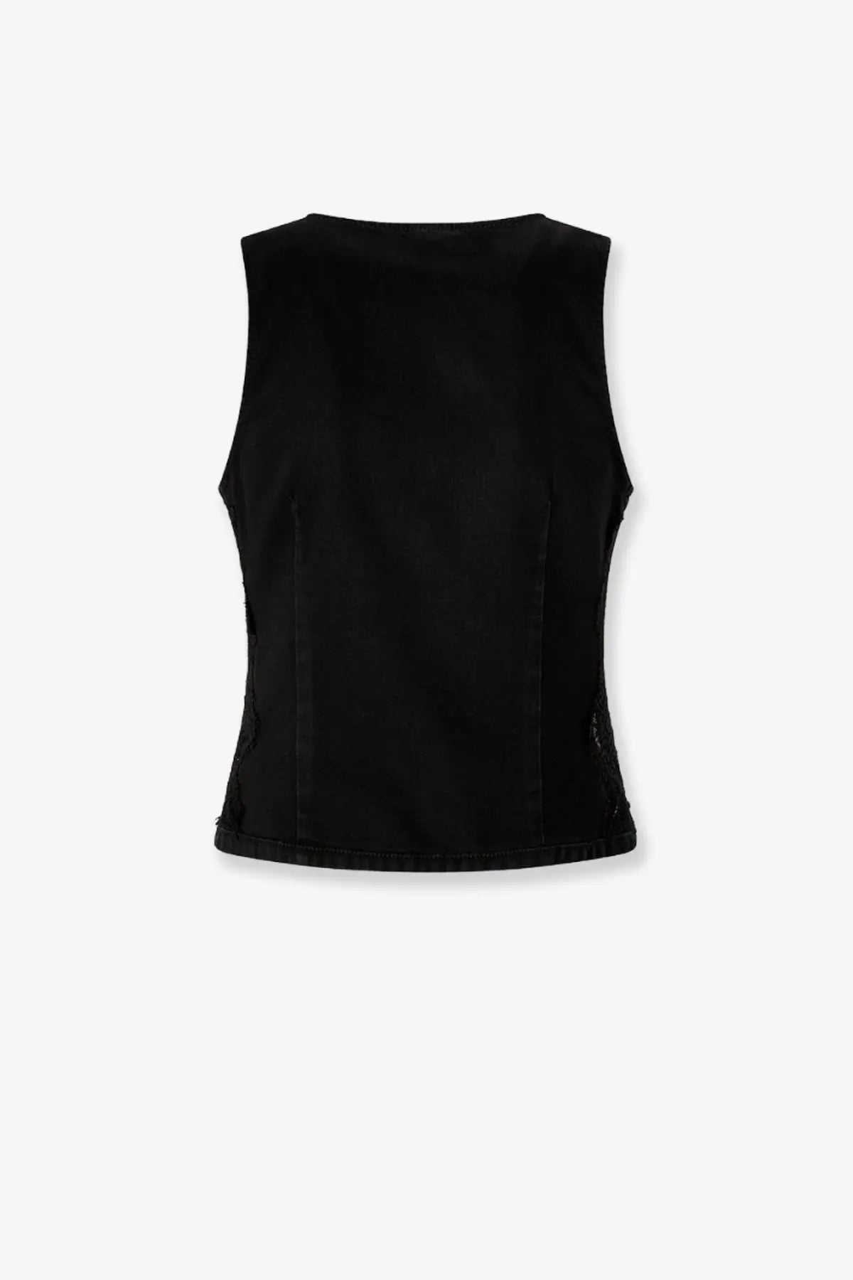 Pinko women’s gardener black cotton vest with sleek tailored fit and subtle vertical seam detailing
