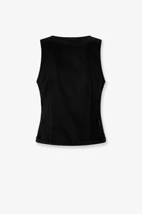 Pinko women’s gardener black cotton vest with sleek tailored fit and subtle vertical seam detailing
