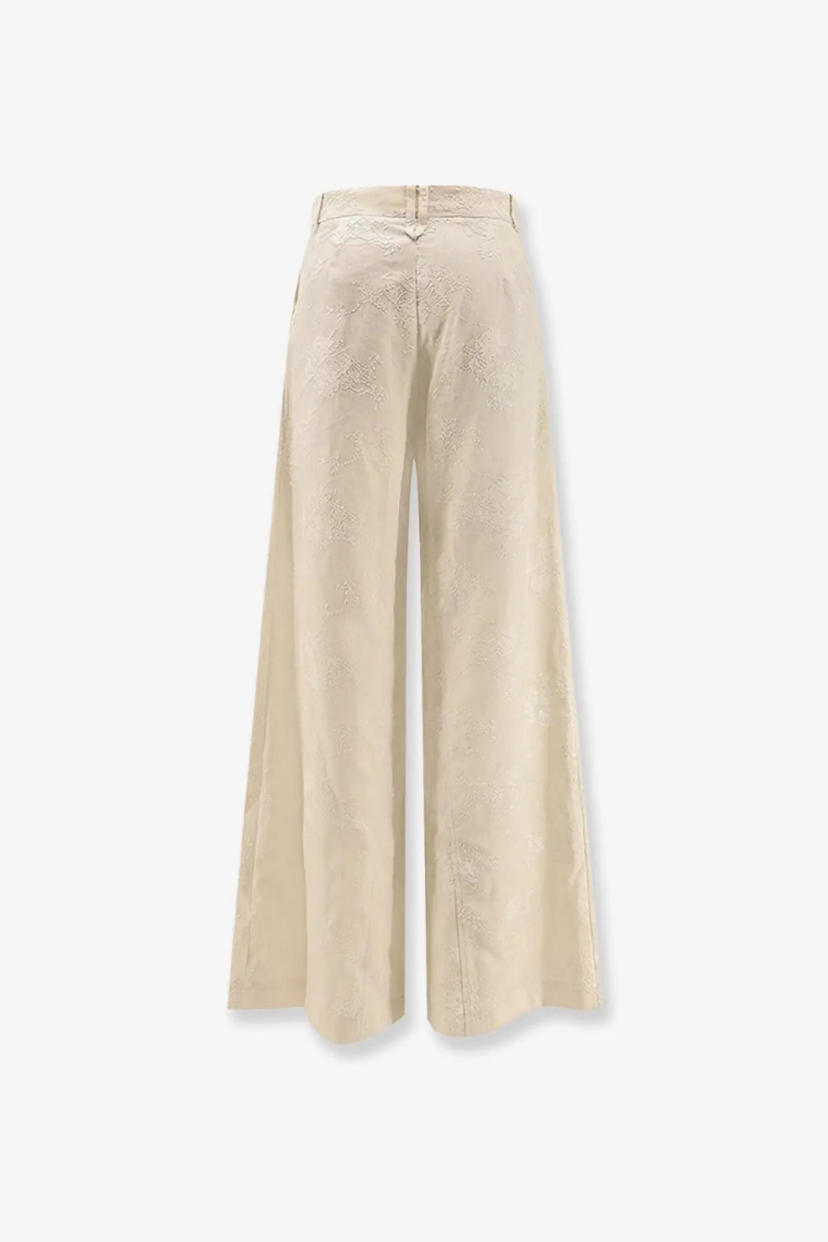 Pinko women’s ivy linen trousers beige with wide-leg, tailored fit and subtle floral pattern in linen material