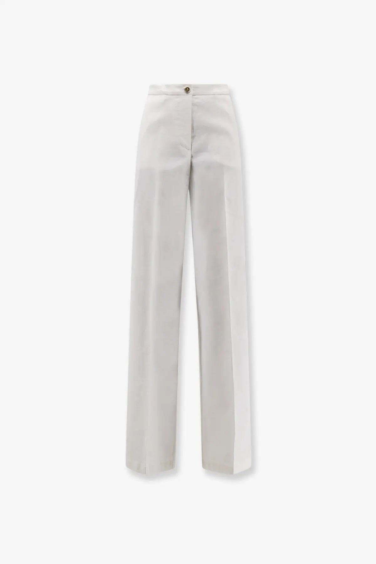 Cream-colored pinko women’s jacopone linen and viscose wide-leg trousers with sleek straight cut and subtle front pleats