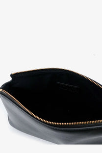 Pinko women’s leather beauty case black clutch with gold-tone zipper made of black leather for stylish storage