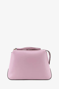 Pinko women’s leather beauty case pink soft pink leather clutch with black trim and tassel zipper pull