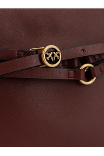 Pinko women’s leather belt bag shoulder bag red with a rich burgundy leather belt and gold-toned bird buckle