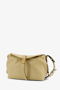 Pinko women’s leather shoulder bag beige leather crossbody with gold-tone hardware and minimalist structured design