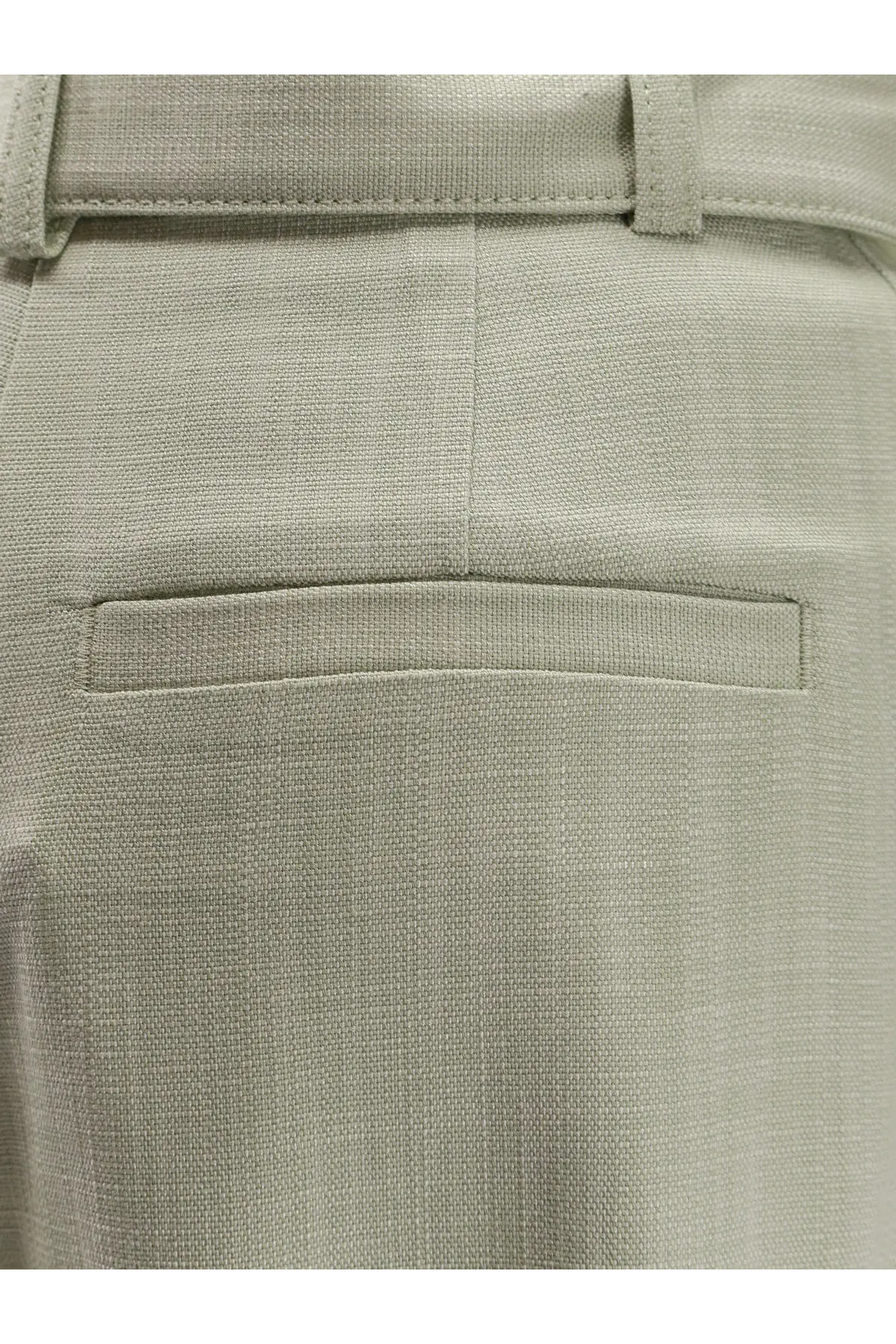 Pinko women’s lexy viscose blend trousers in light gray woven fabric with subtle grid pattern and visible seam stitching