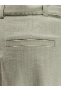 Pinko women’s lexy viscose blend trousers in light gray woven fabric with subtle grid pattern and visible seam stitching