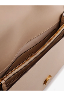 Beige leather crossbody bag by pinko with gold-tone zipper and hardware perfect for everyday use