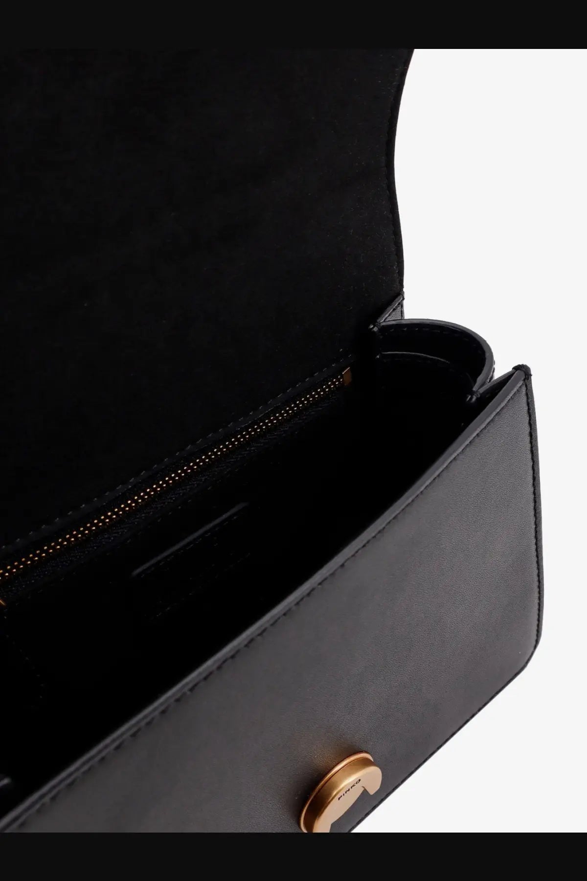 Pinko womens love one black leather crossbody bag with gold-tone hardware and sleek minimalist design