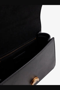Pinko womens love one black leather crossbody bag with gold-tone hardware and sleek minimalist design