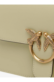Pinko women’s love one leather crossbody bag yellow with pale green leather and gold-tone bird clasp detailing