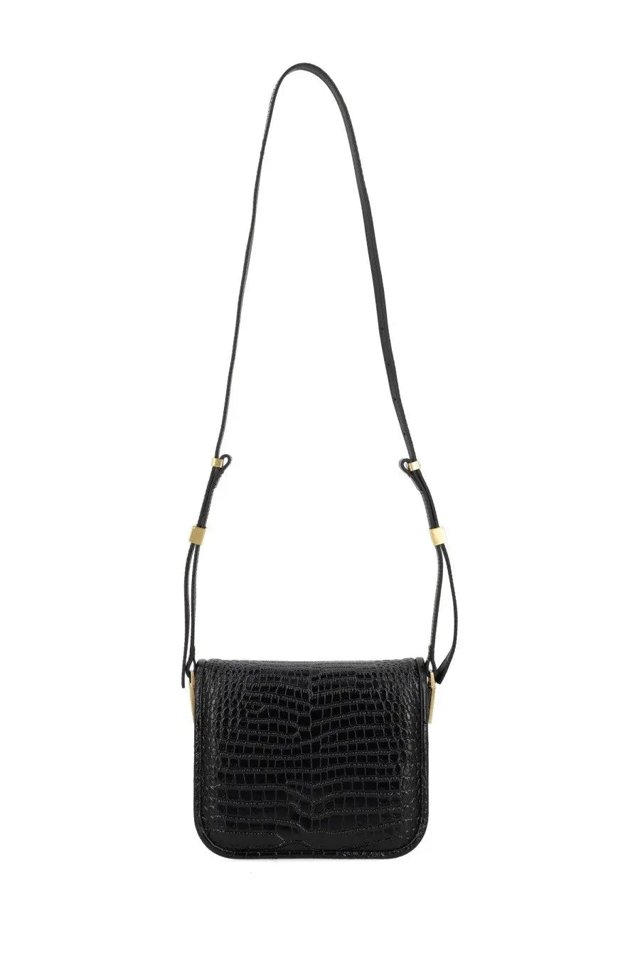 Pinko women’s mini love bag black in black crocodile embossed leather with gold tone hardware crossbody bag