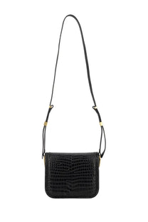 Pinko women’s mini love bag black in black crocodile embossed leather with gold tone hardware crossbody bag
