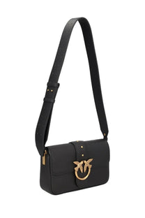 Pinko women’s mini love bag black leather crossbody bag with gold-tone bird-shaped clasp and matching hardware