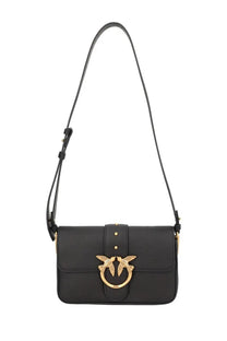 Pinko women’s mini love bag black leather crossbody bag with gold-tone bird clasp and adjustable strap