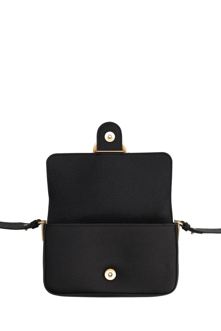Pinko women’s mini love bag black textured leather crossbody bag with gold-tone hardware and top flap closure