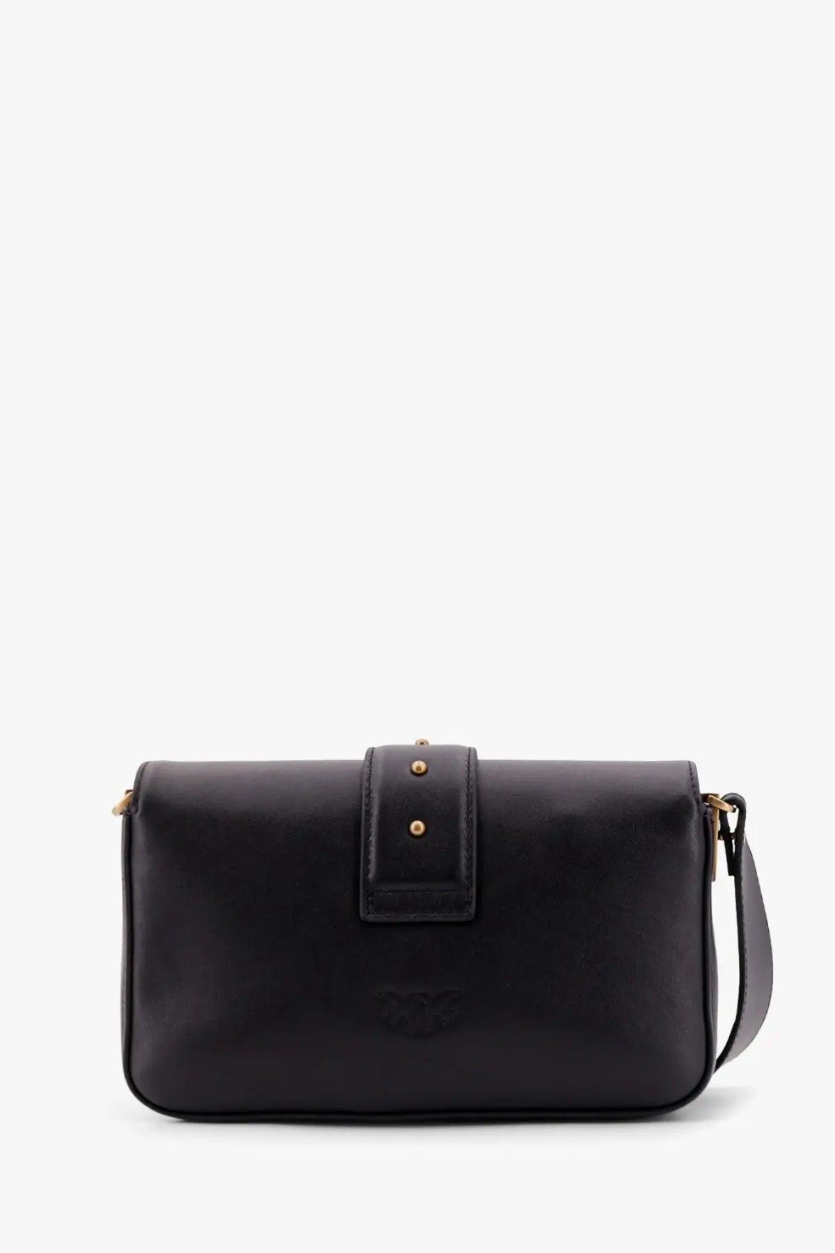 Pinko women’s mini love bag black leather crossbody bag with gold-tone hardware and minimalist flap closure