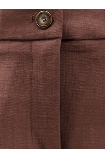 Pinko women’s new serenidad brown viscose trousers with metallic button detail and a linen texture