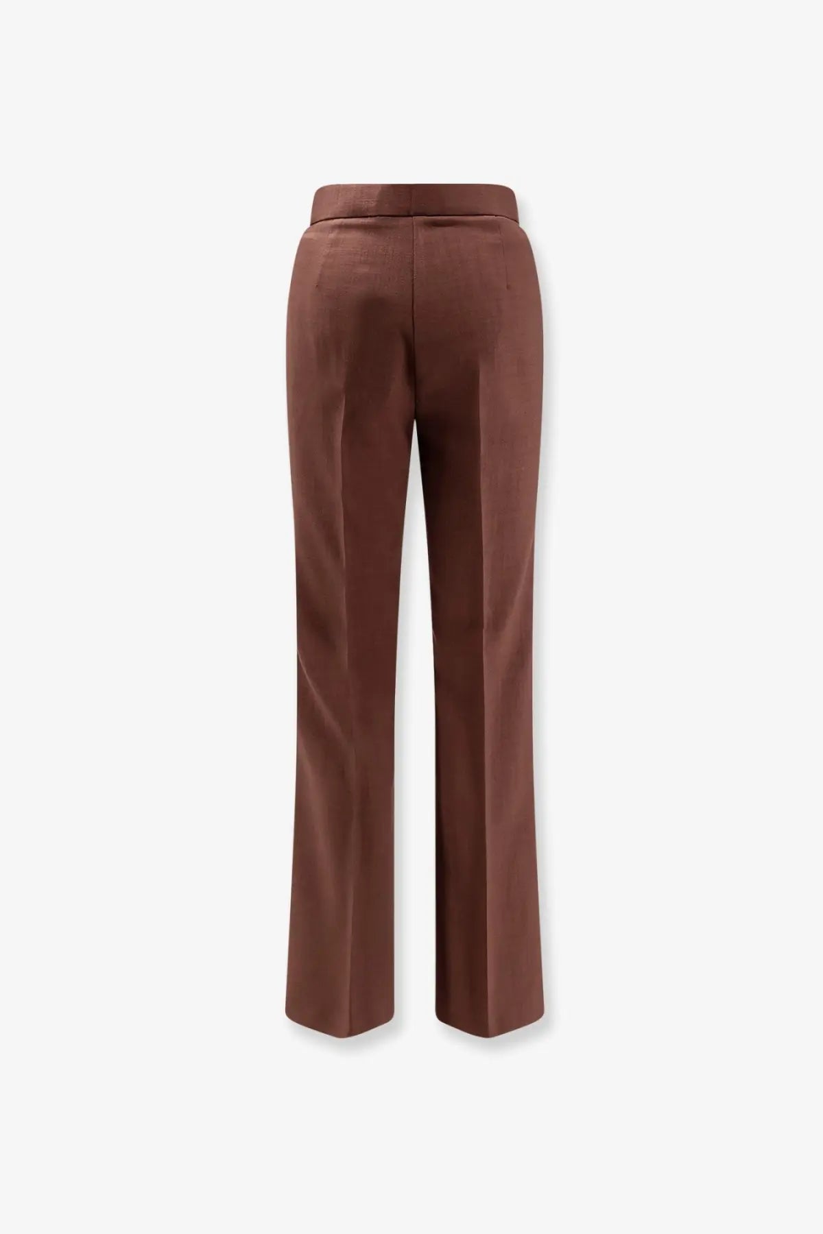 Pinko women’s new serenidad viscose trousers in brown with a straight-leg cut and smooth satin glossy finish